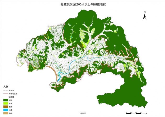地図：逗子市　緑被現況図