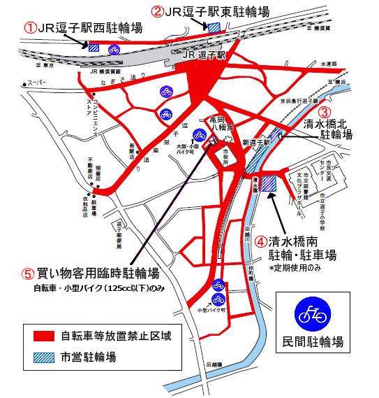 地図：買い物客用臨時駐輪場