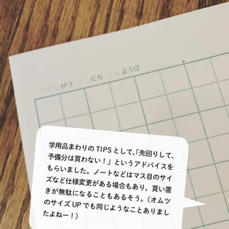 写真：ノートのマス目