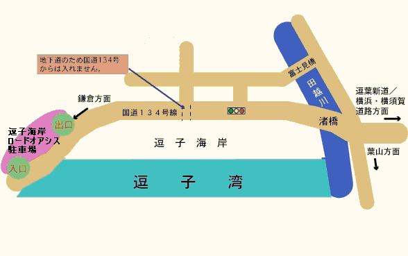 地図：逗子海岸ロードオアシス駐車場