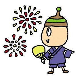 イラスト：花火を見るシズオ