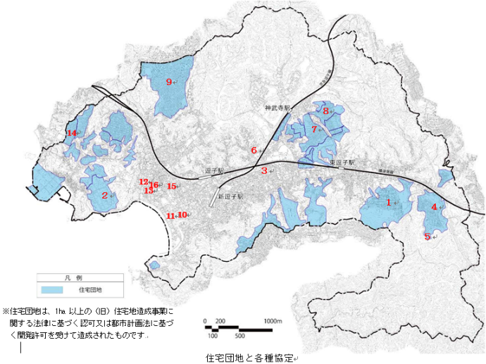 地図：自主協定・建築協定区域図