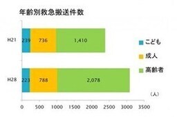 グラフ：年齢別救急搬送件数