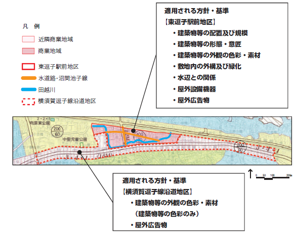 地図：東逗子駅周辺該当地