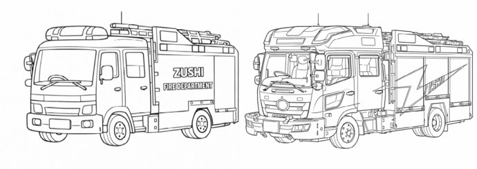 しょうぼうしゃのぬりえ