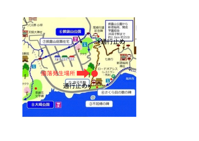 披露山ハイキングこースの通行止め