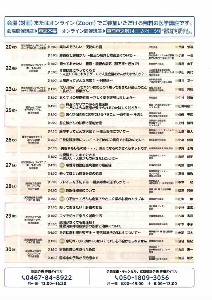 湘南鎌倉総合病院公開医学講座
