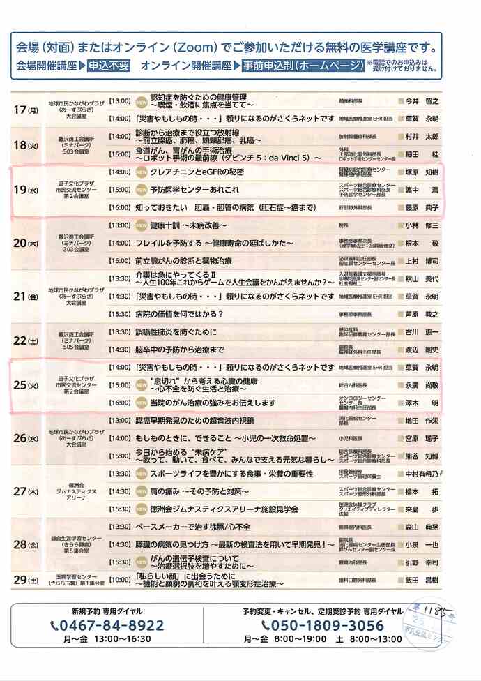 湘南鎌倉総合病院公開医学講座