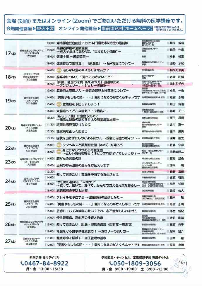 湘南鎌倉総合病院公開医学講座